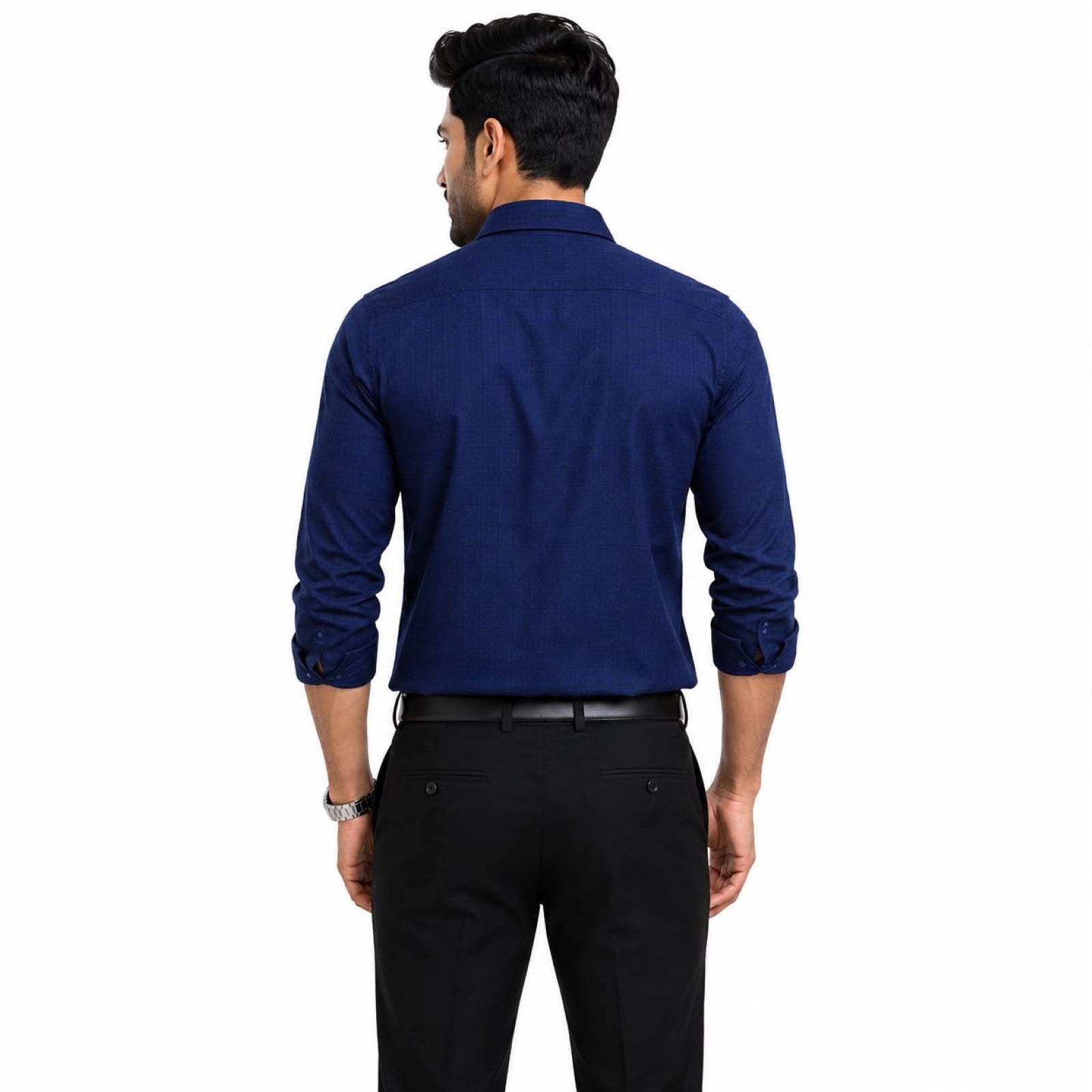 Men's Dark Blue Abstact Pattern Formal Shirt