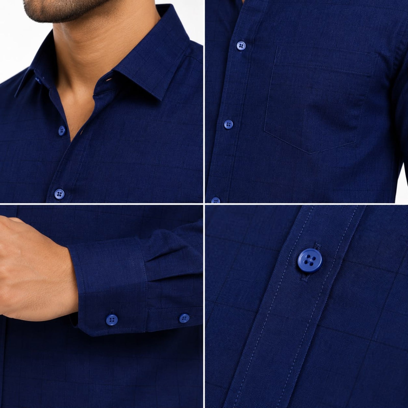 Men's Dark Blue Abstact Pattern Formal Shirt