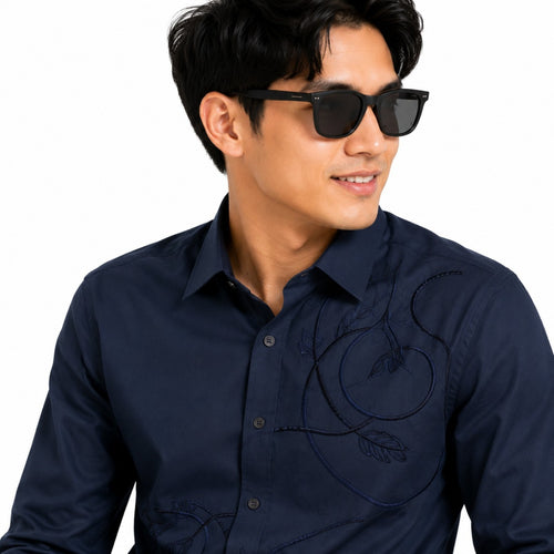 Men's Dark Green Premium Printed Formal Shirt