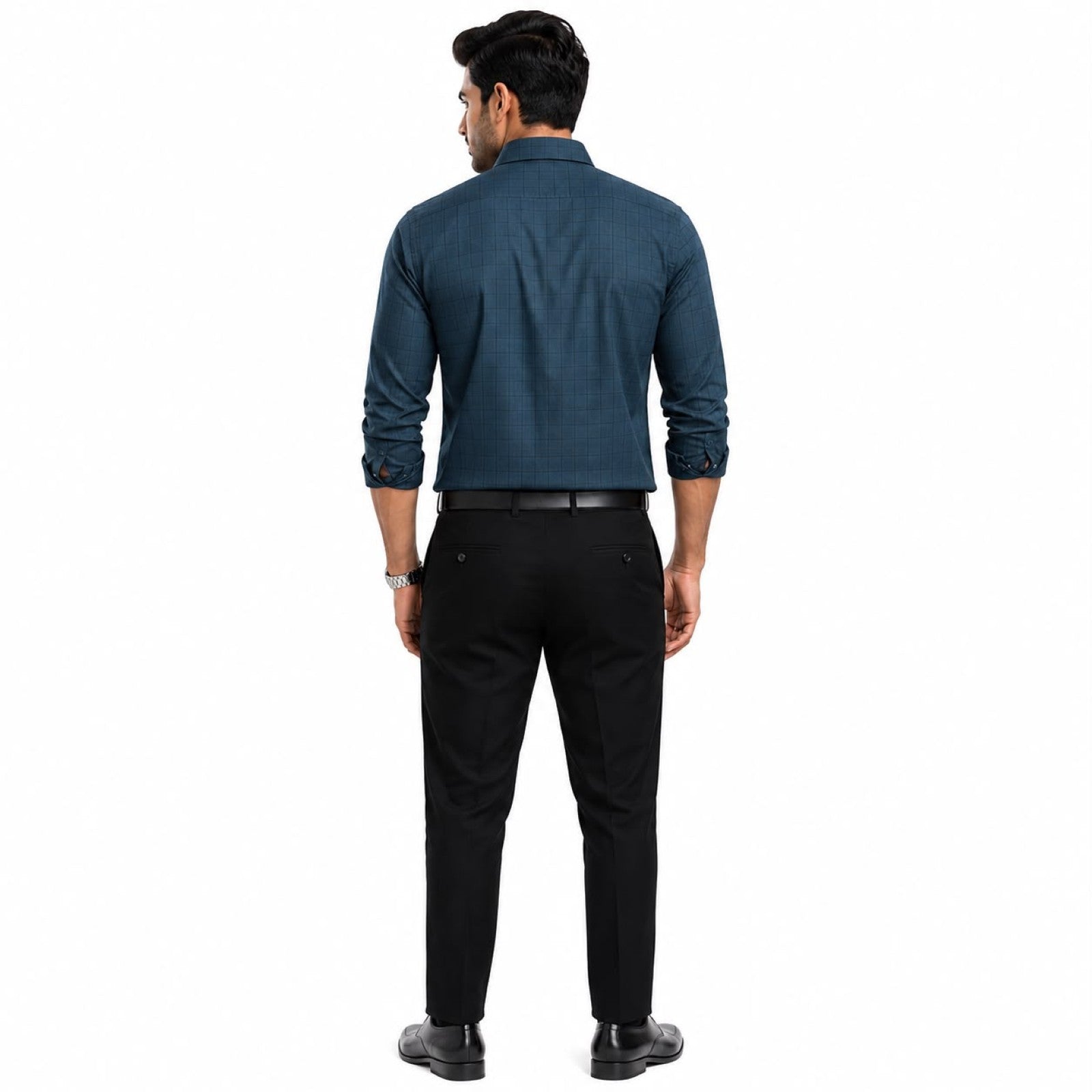 Men's Dark Blue Pattern Formal Shirt