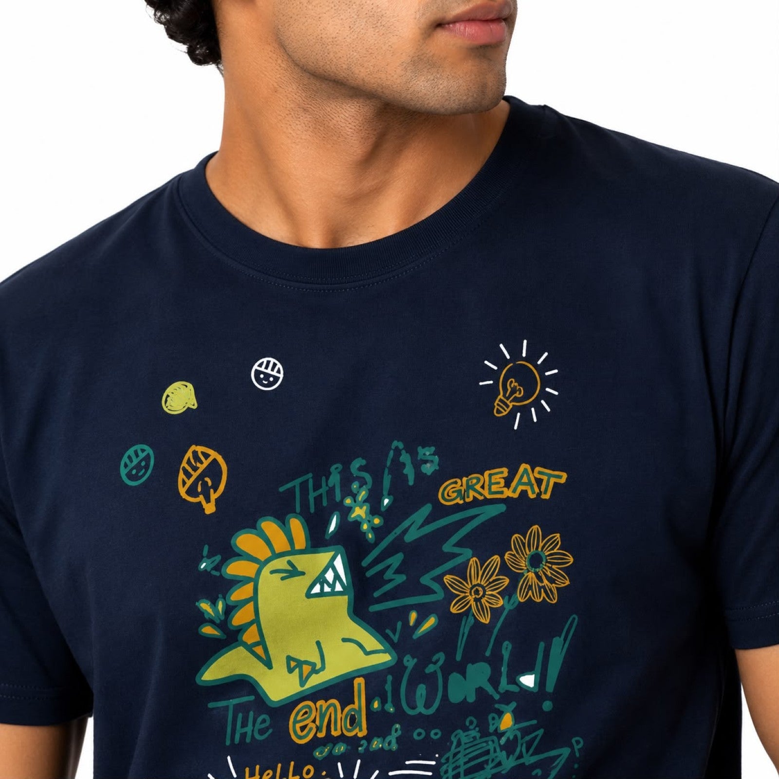 Men's Midnight Navy Graphic Oversized Casual T-Shirt
