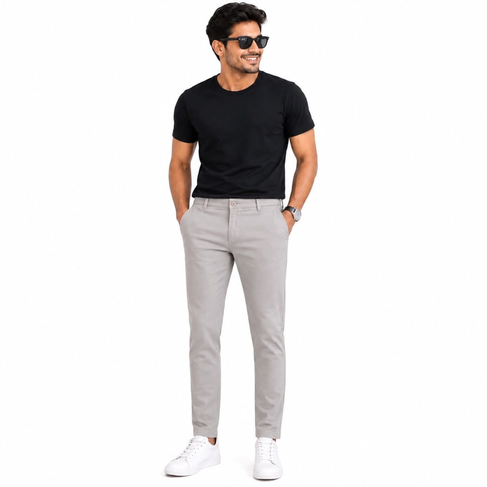 Men's Premium Off-White Slim Fit Formal Trousers