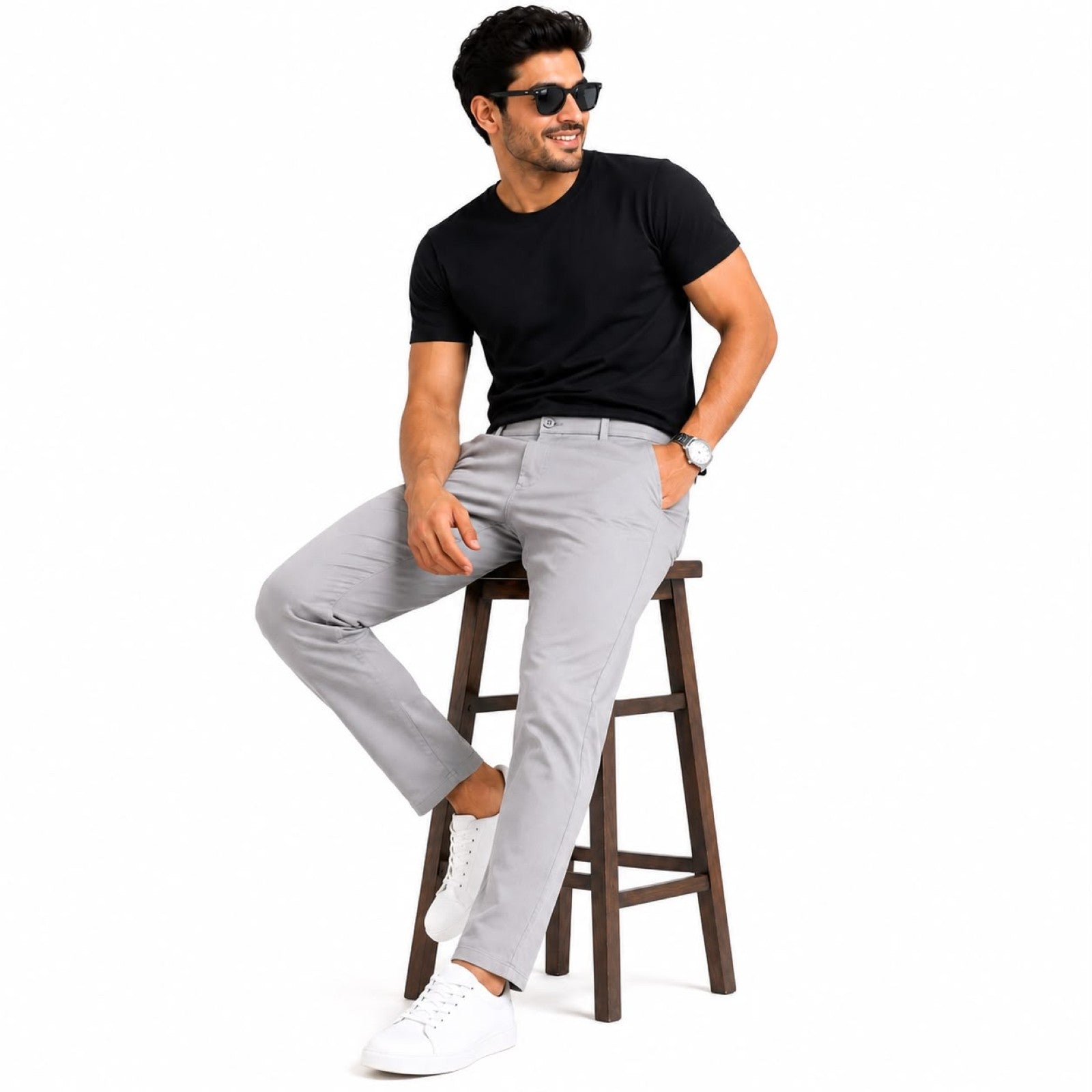 Men's Premium Beige Slim Fit Formal Trousers