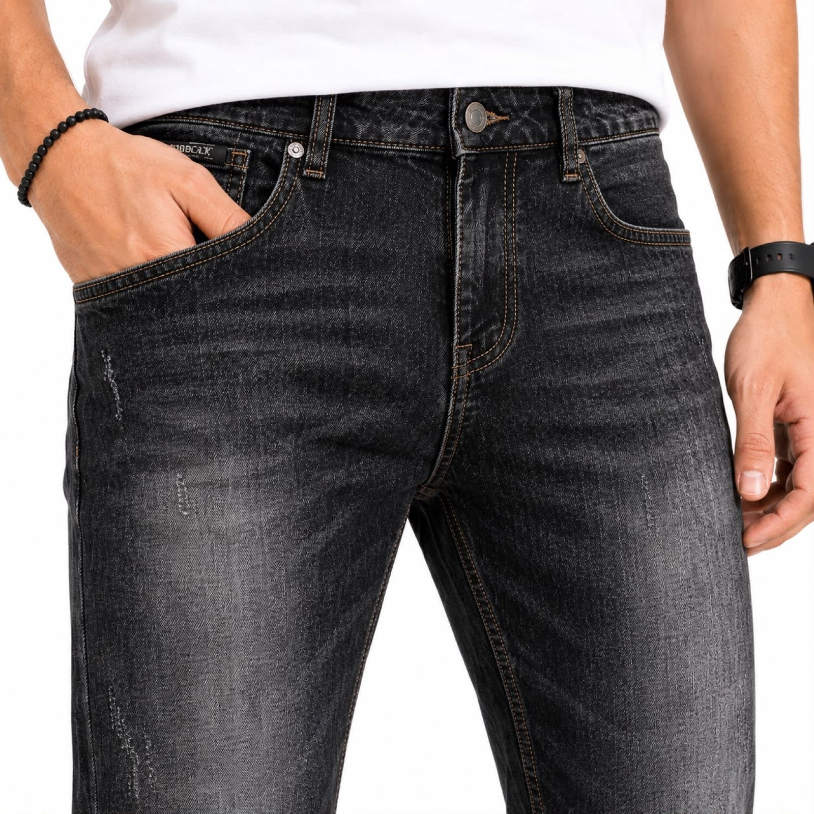 Men's Dark Grey Slim Fit Casual Denim Jeans