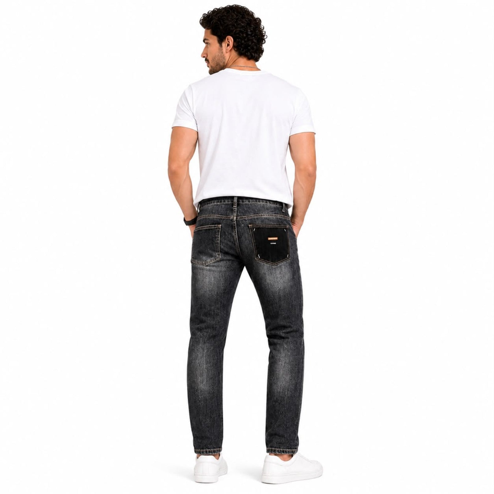 Men's Dark Grey Slim Fit Casual Denim Jeans