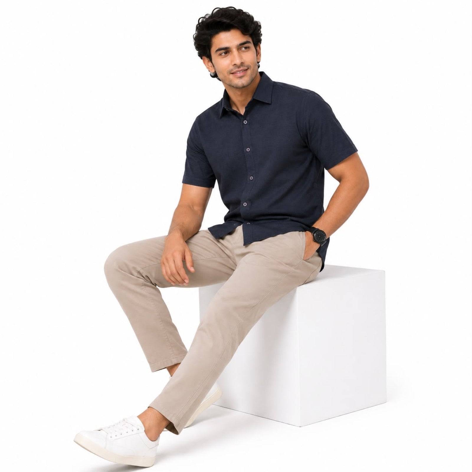 Men's Grey Solid Half Sleeve Casual Shirt