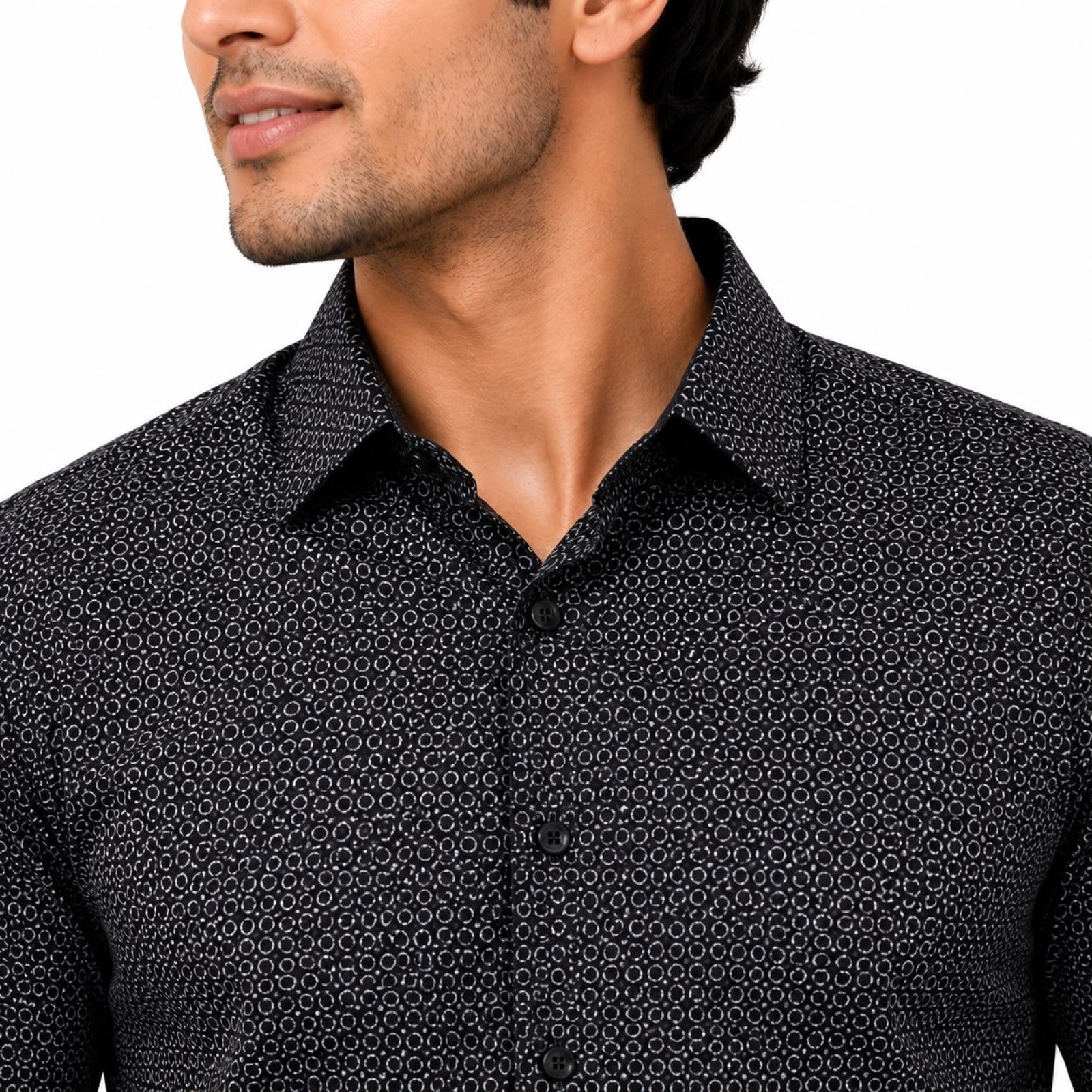 Men's Midnight Black Micro Print Premium Formal Shirt