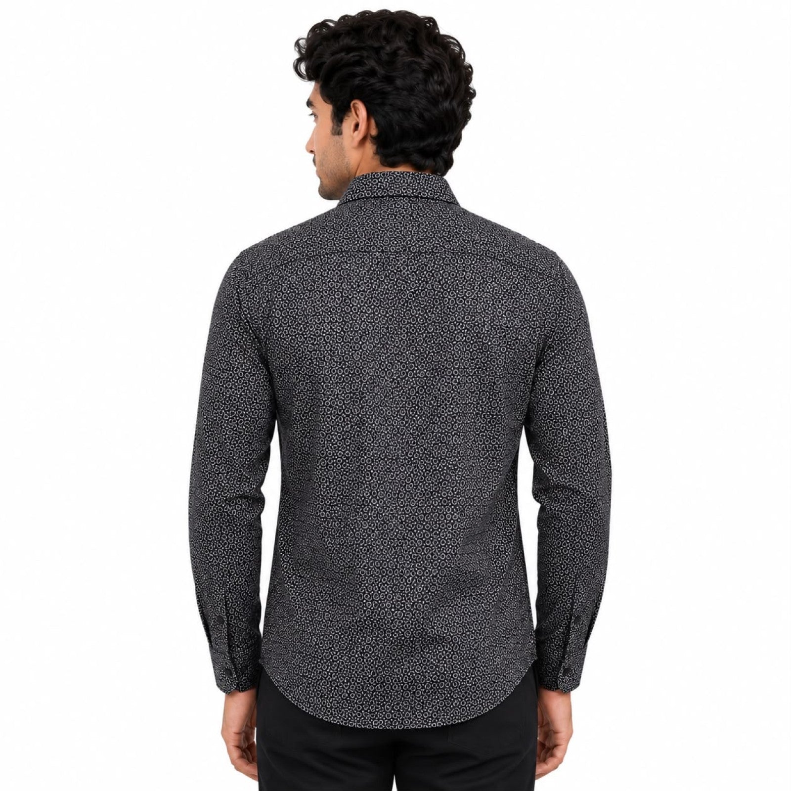 Men's Midnight Black Micro Print Premium Formal Shirt