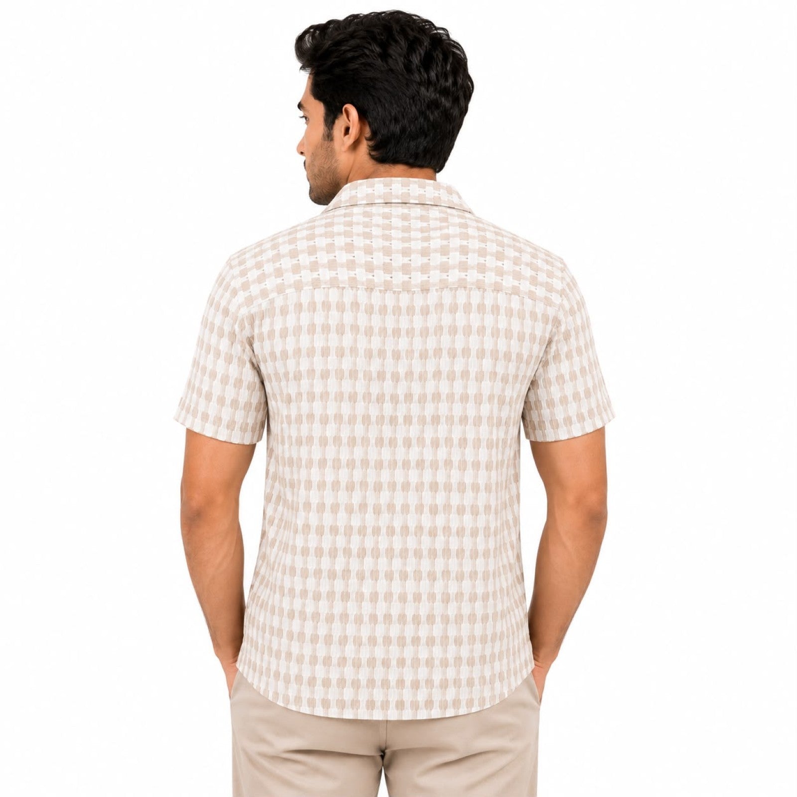 Men's Mustard Checked Half Sleeve Casual Shirt