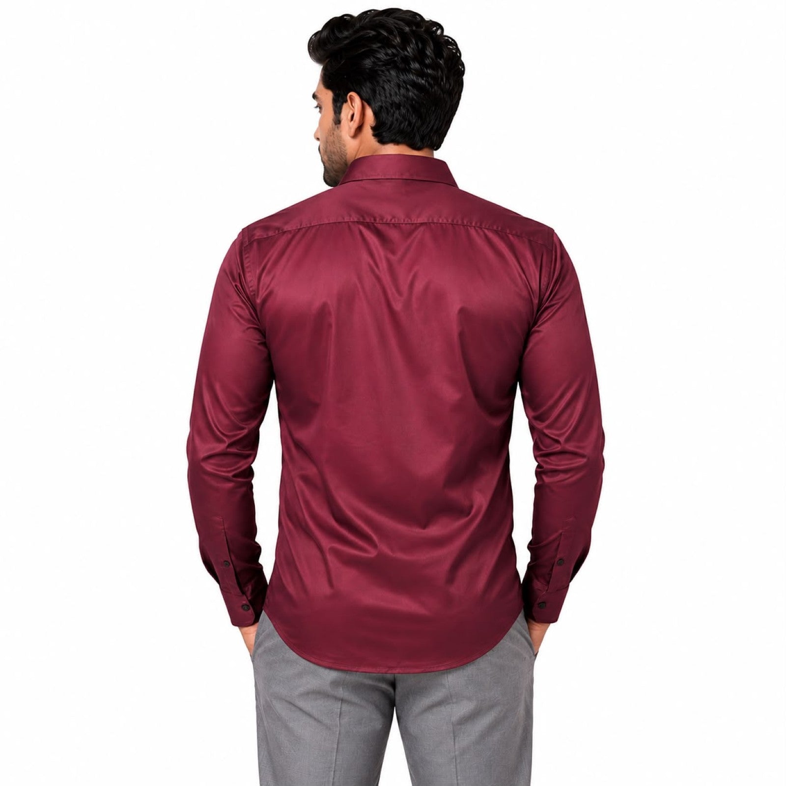 Men's Regal Maroon Satin Evening Shirt