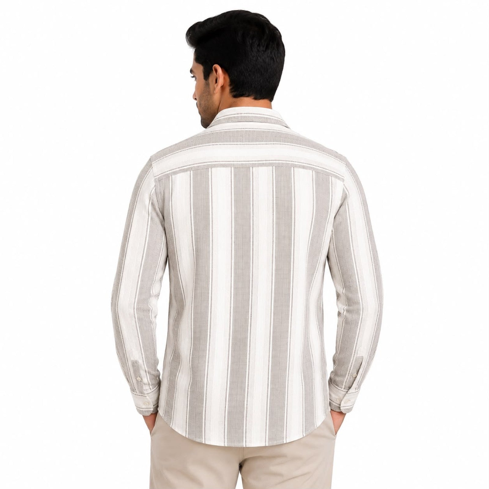 Men's White & Dark Grey Checked Half Sleeve Casual Shirt