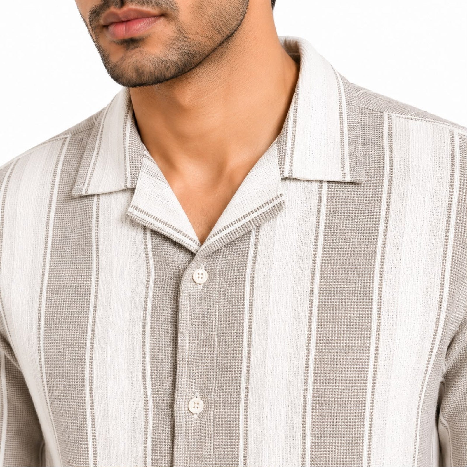 Men's White & Dark Grey Checked Half Sleeve Casual Shirt