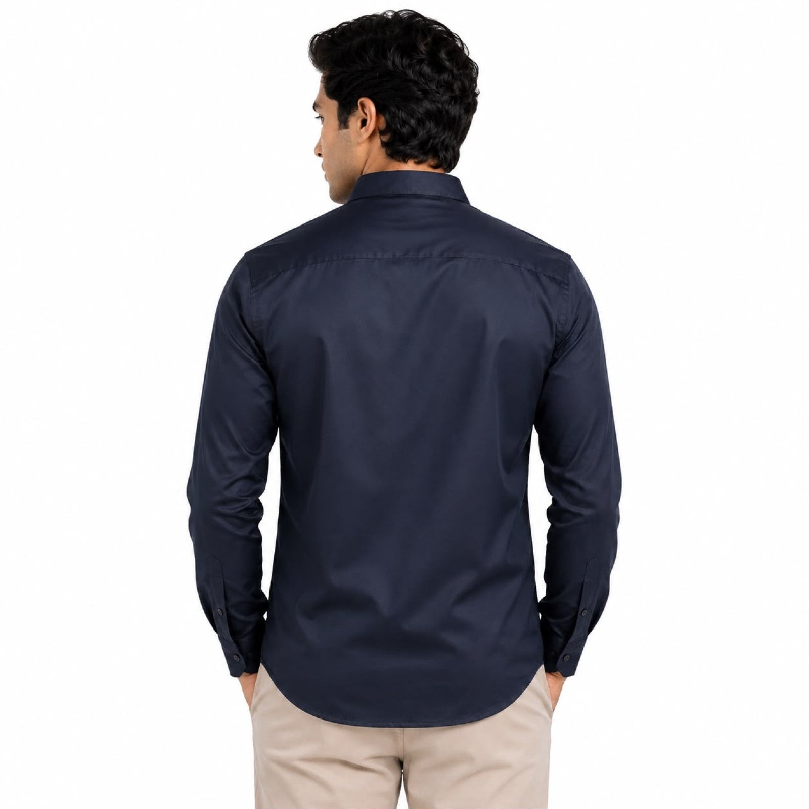 Men's Regal Navy Mandarin Collar Premium Shirt