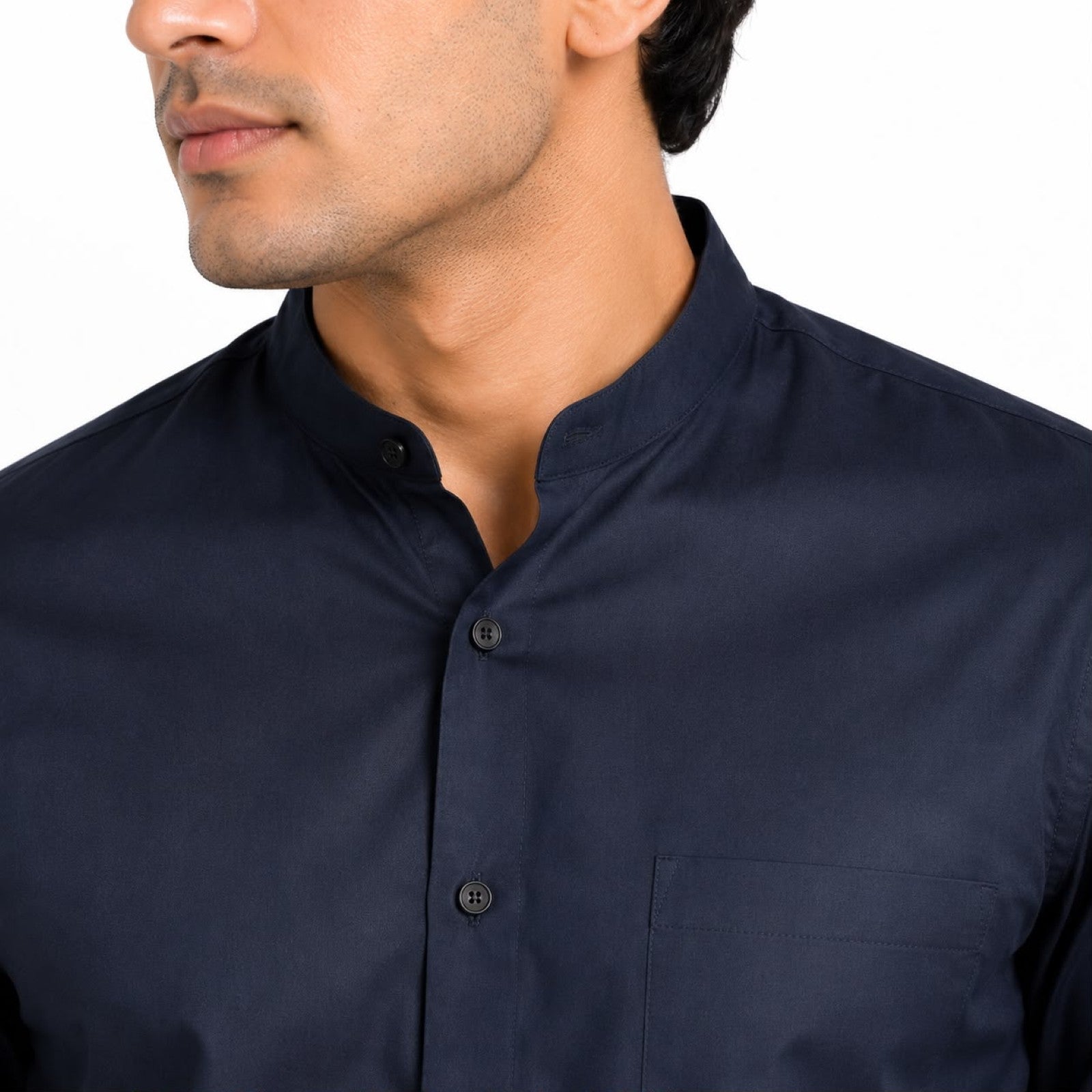 Men's Regal Navy Mandarin Collar Premium Shirt