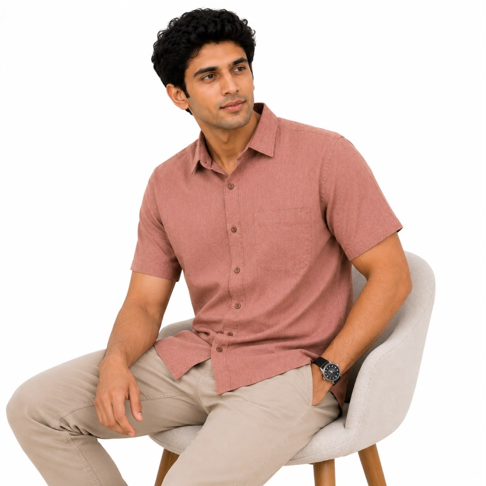 Men's Solid Mustard Casual Wear Shirt