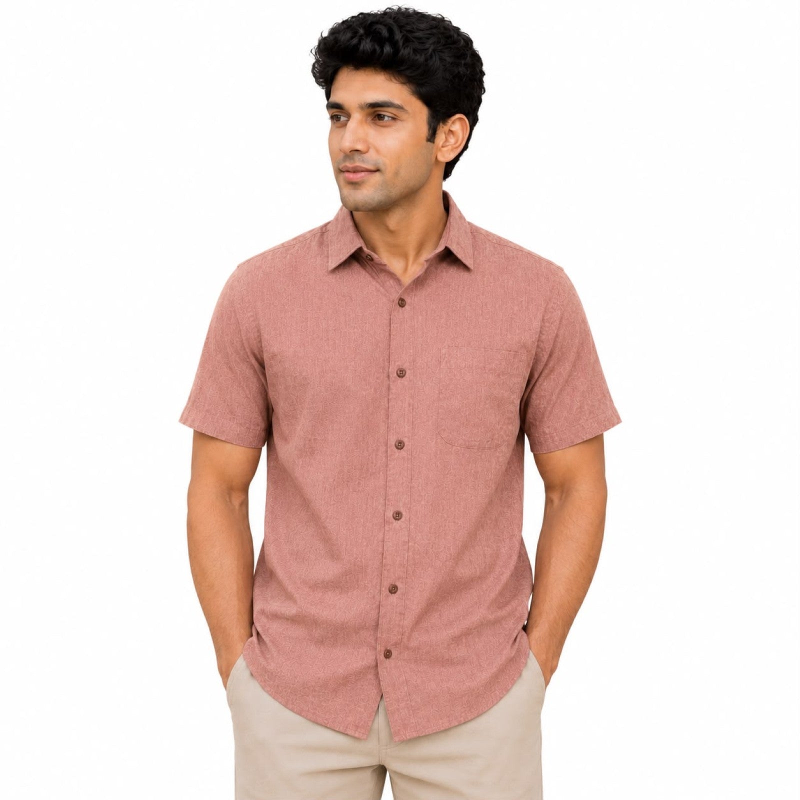 Men's Solid Mustard Casual Wear Shirt