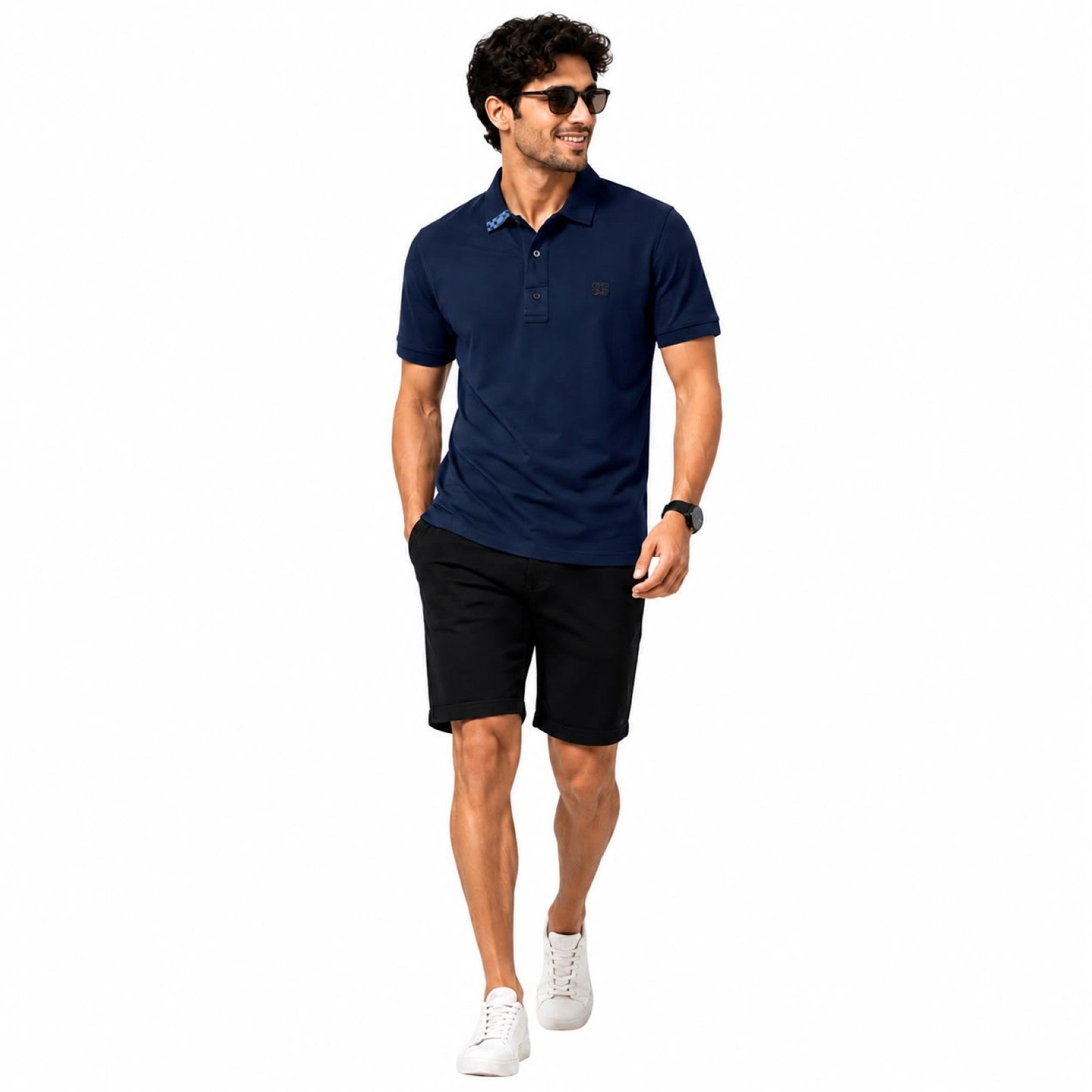 Men's Navy Blue Premium Polo Collar T-Shirt