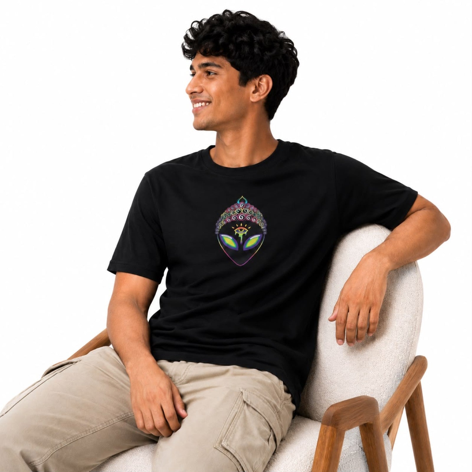 Men's Black Graphic Oversized T-Shirt