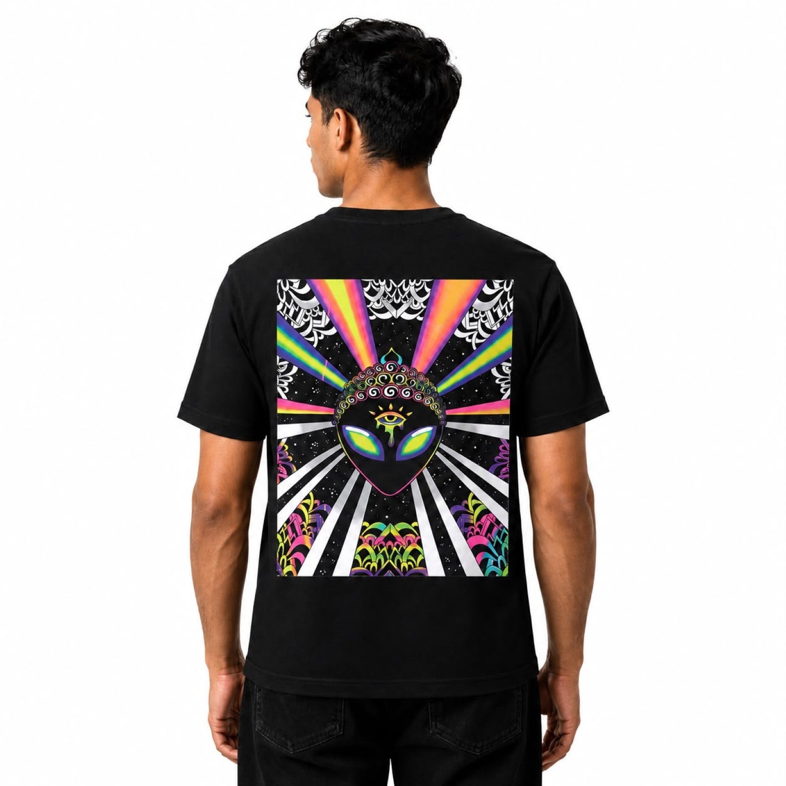Men's Black Graphic Oversized T-Shirt