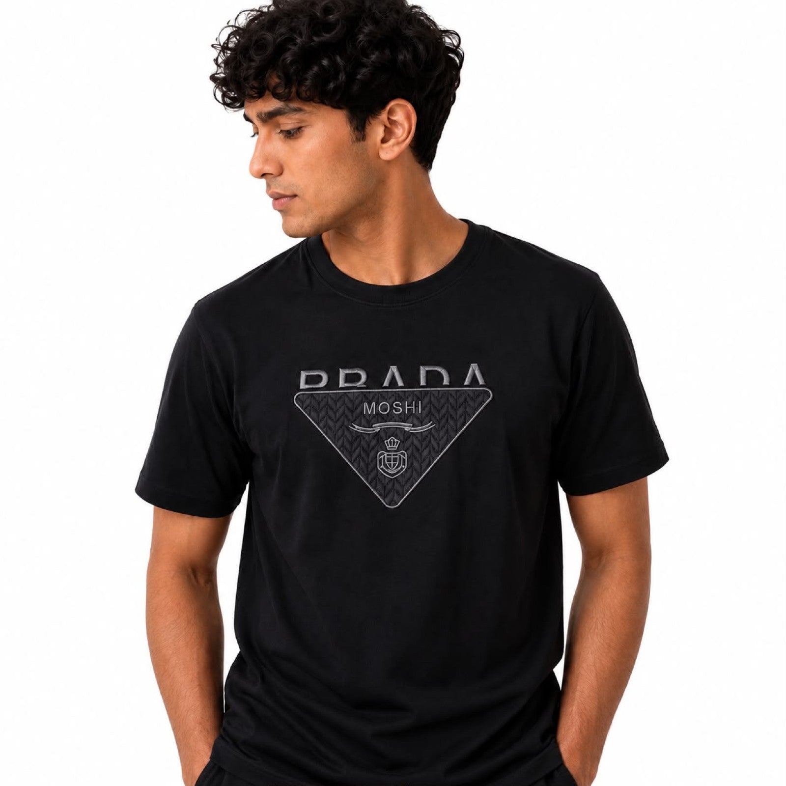 Men's Black Oversized Graphic Print T-Shirt