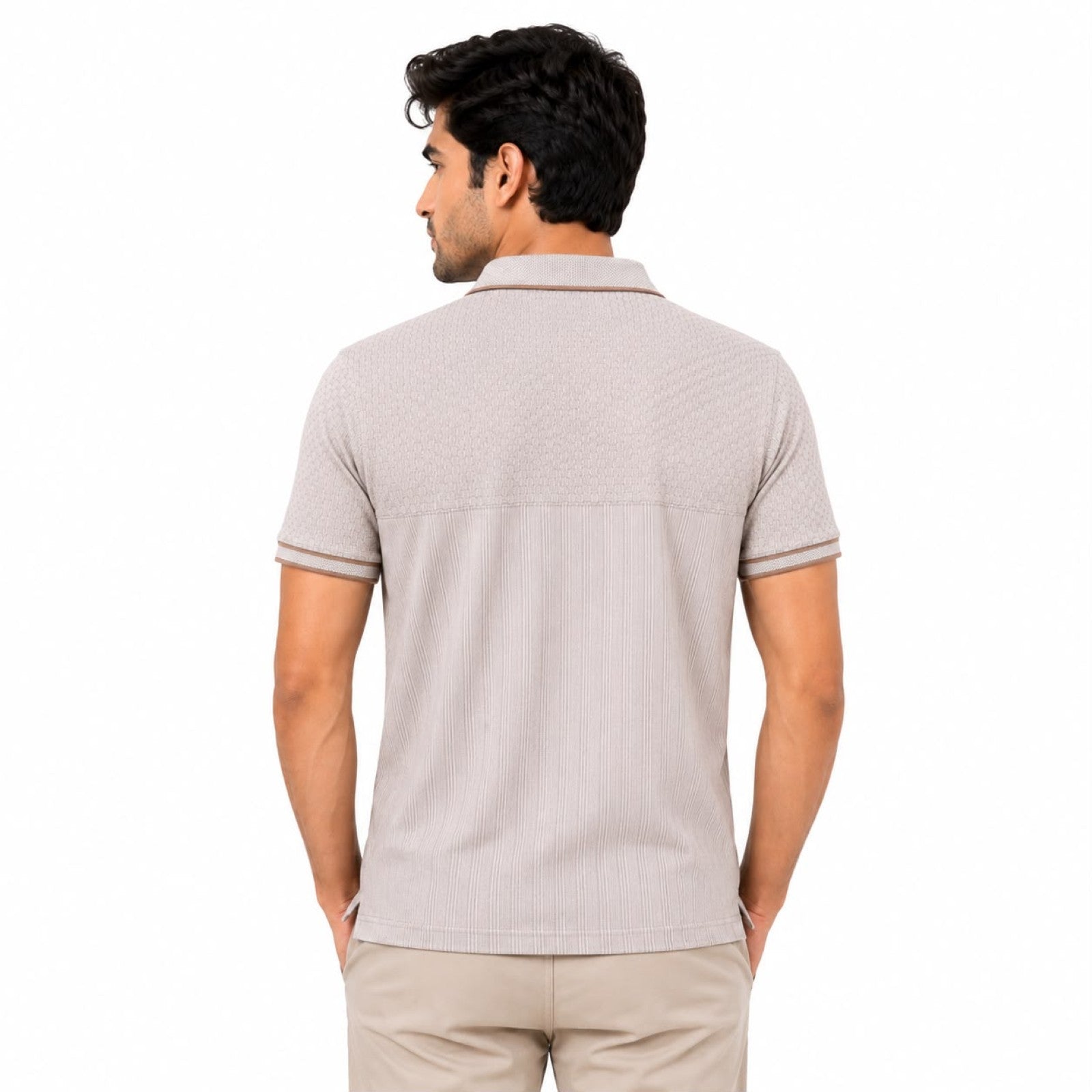 Men's Blush Sand Textured Polo T-Shirt