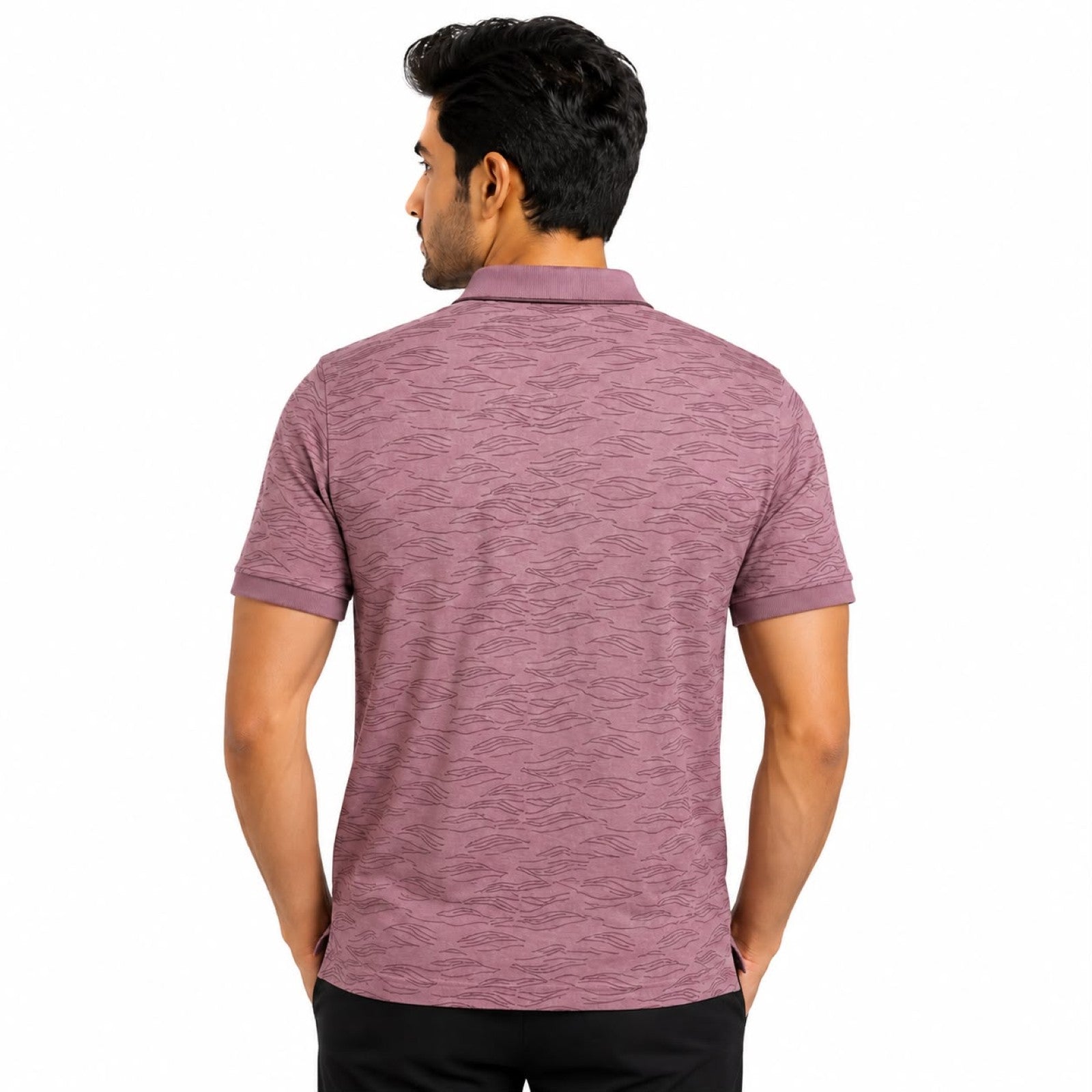 Men's Light Pink Printed Polo T-Shirt