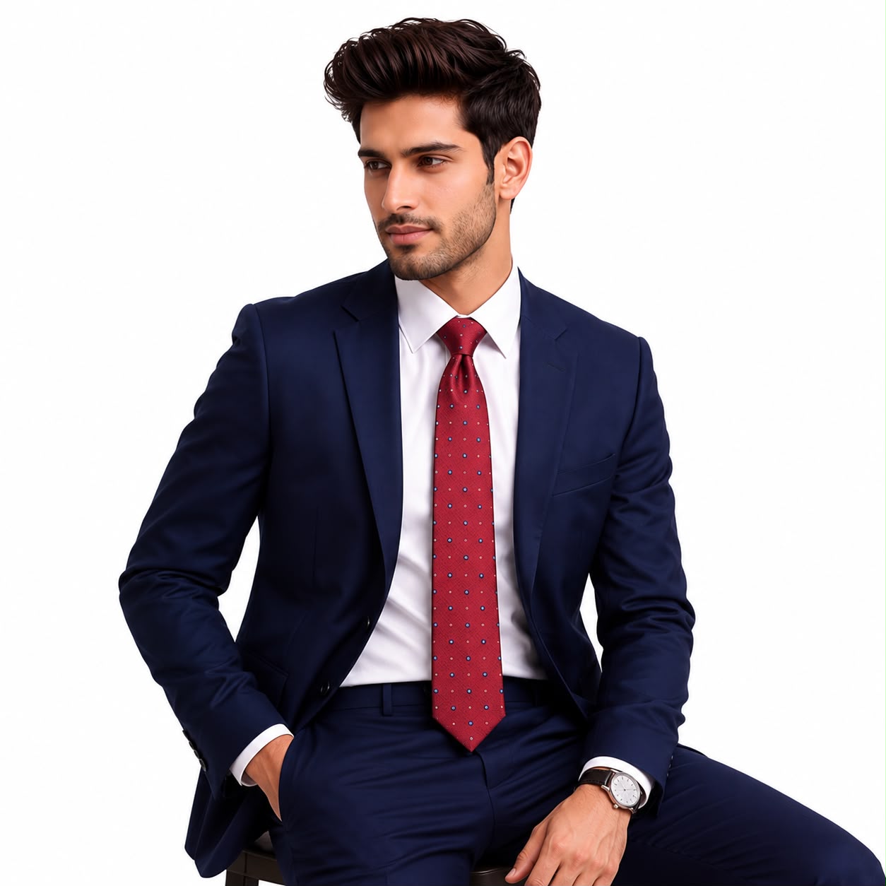 Red Fine Dot Fancy Tie
