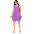 Women's Purple Textured Sleeveless Ruffle Strap A-Line Dress-3