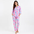 Women's Pink Abstract Printed Night Suit Co-Ord Set-1