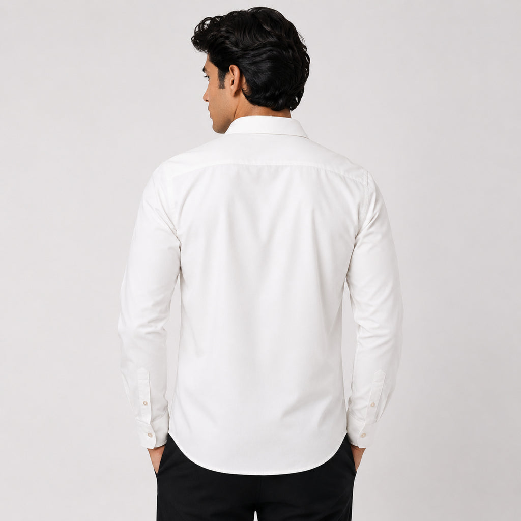 Men's White Embellished Formal Shirt-4