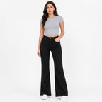 Women's Black Flared Wide Leg Jeans | High-Rise Premium Denim-1