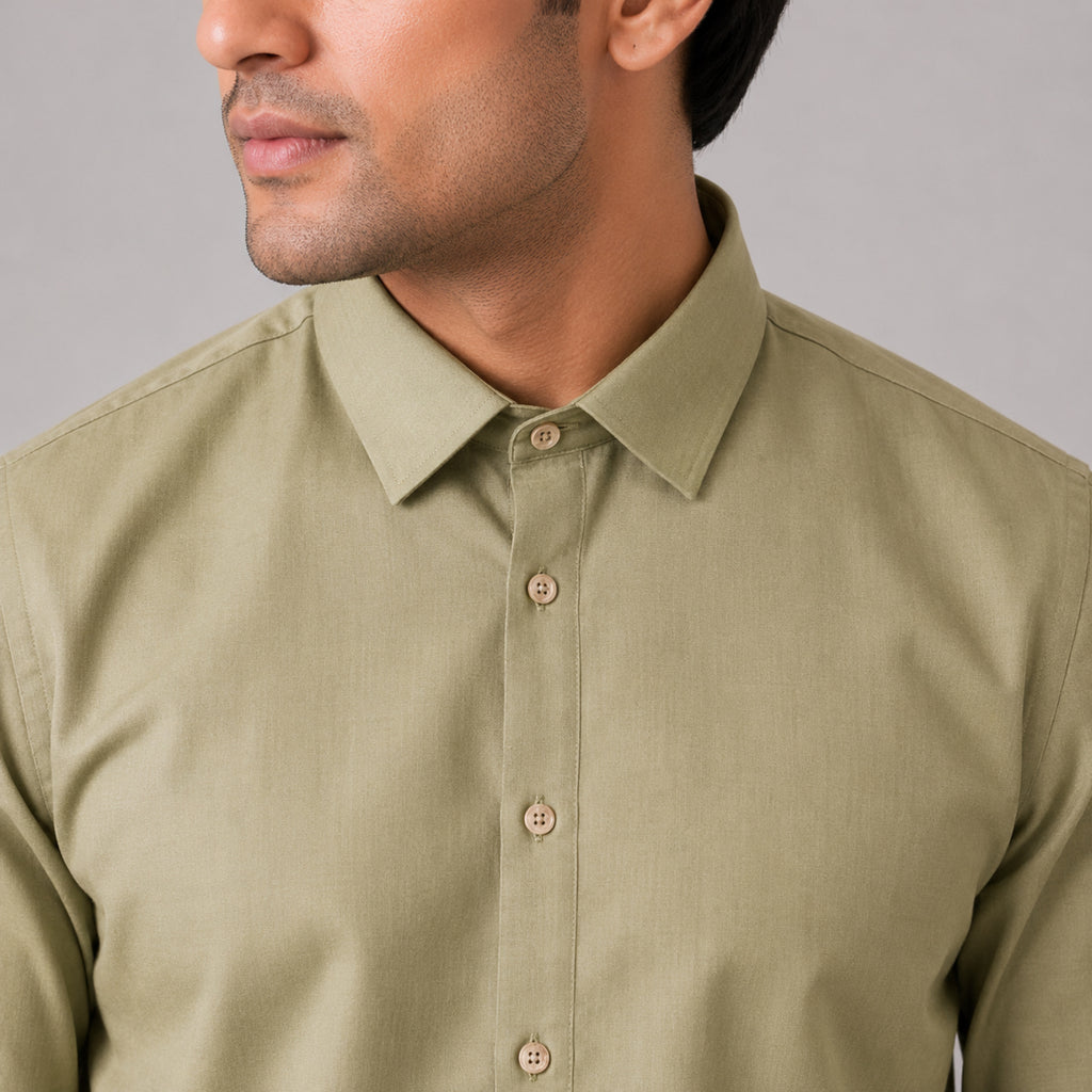 Men's Sage Parrot Green Premium Formal Shirt-3