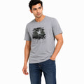 Men's Grey Abstract Bird Graphic Crew Neck T-Shirt-1