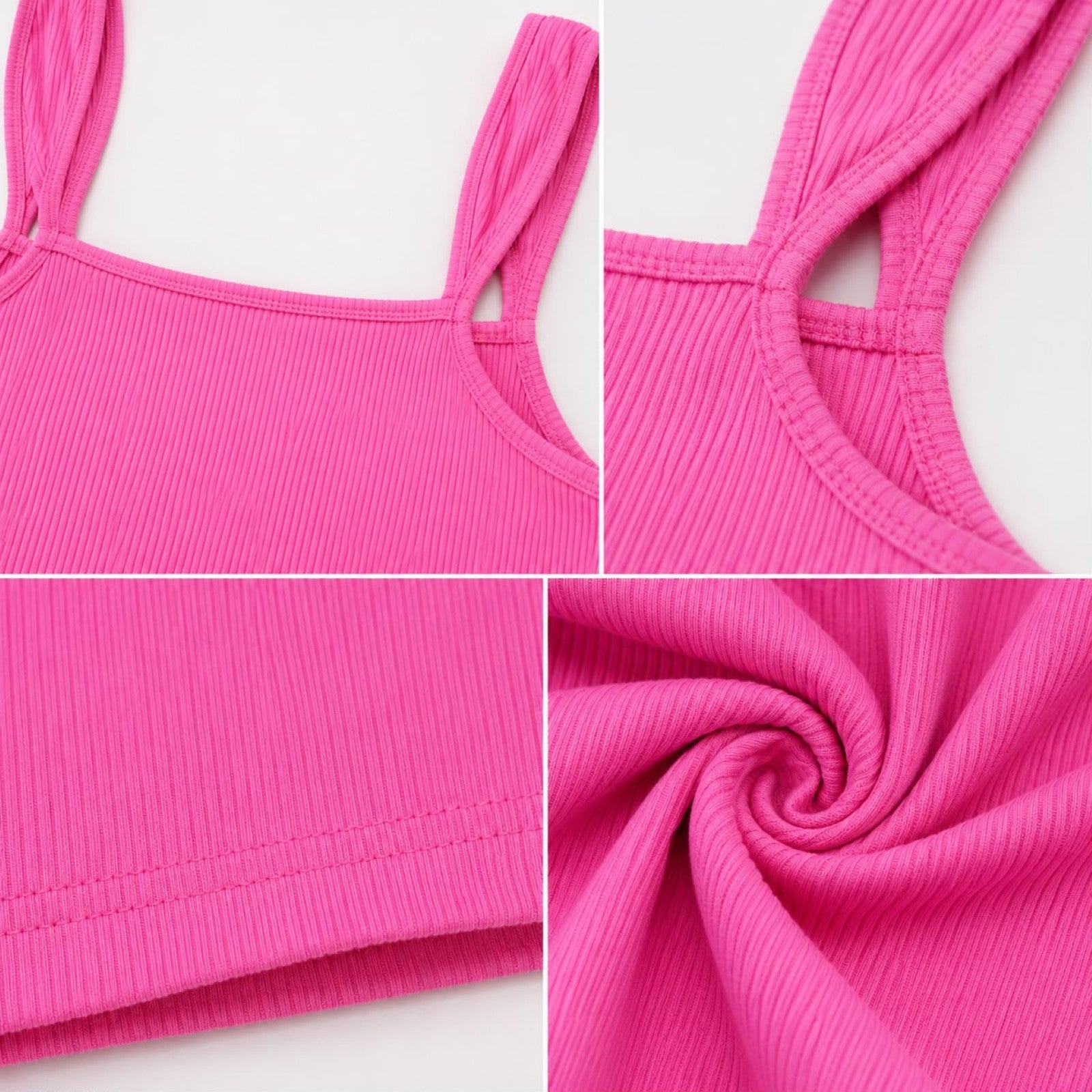Women's Hot Pink Ribbed Tank Top-4