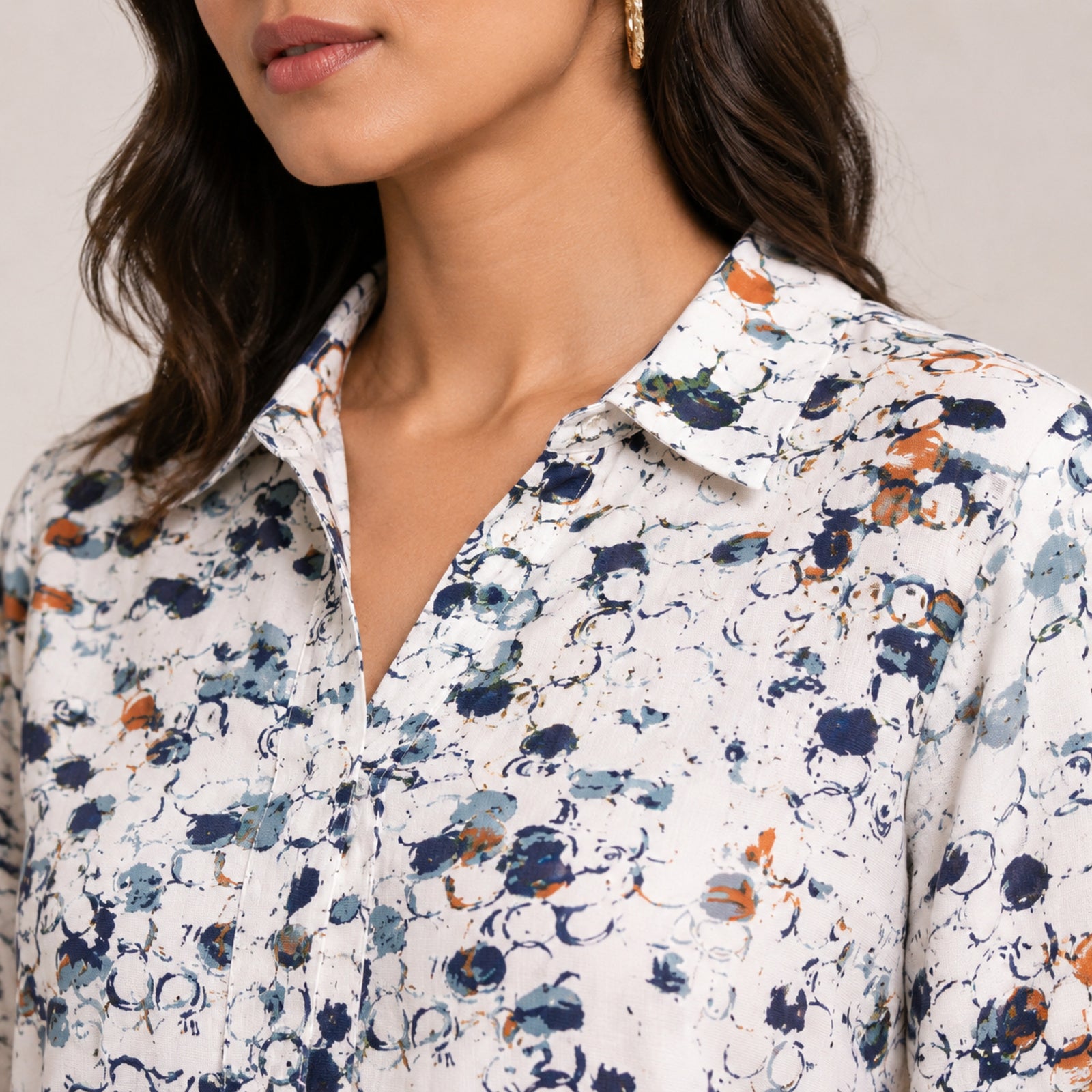 Women's Vibrant Abstract Speckled Flare Tunic Top-3