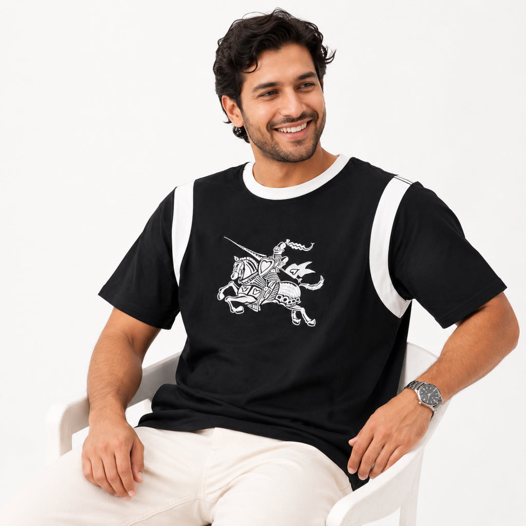 Men's Black Knight Graphic Contrast T-Shirt-2