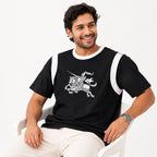 Men's Black Knight Graphic Contrast T-Shirt-2