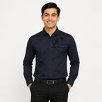 Men's Black Premium Abstract Printed Slim Fit Formal Shirt-4