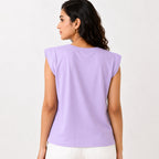 Women's Etherial Amethyst Lavender Muscle Tee with Architectural Padded Shoulders-3
