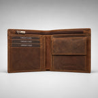 Women's Luxury Tan Brown Leather Vertical Trifold Wallet with Contrast Stitch Detail-4
