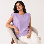 Women's Etherial Amethyst Lavender Muscle Tee with Architectural Padded Shoulders-1