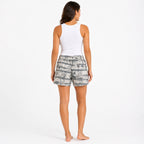 Women's Light Gray Tropical Beach Print Drawstring Shorts | Casual Summer Shorts with Pockets-4