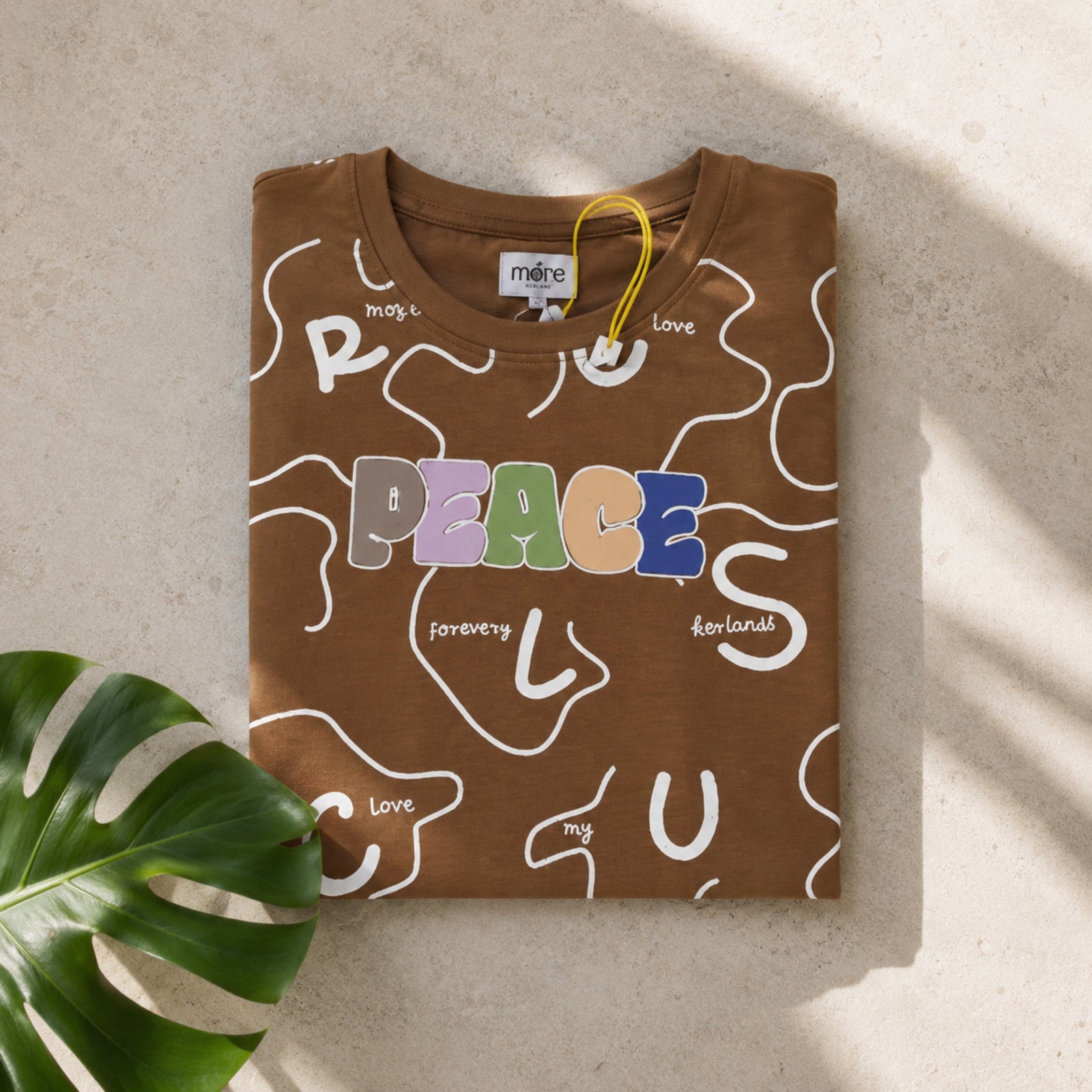 Women's Brown “Peace” Graphic Printed T-Shirt-4