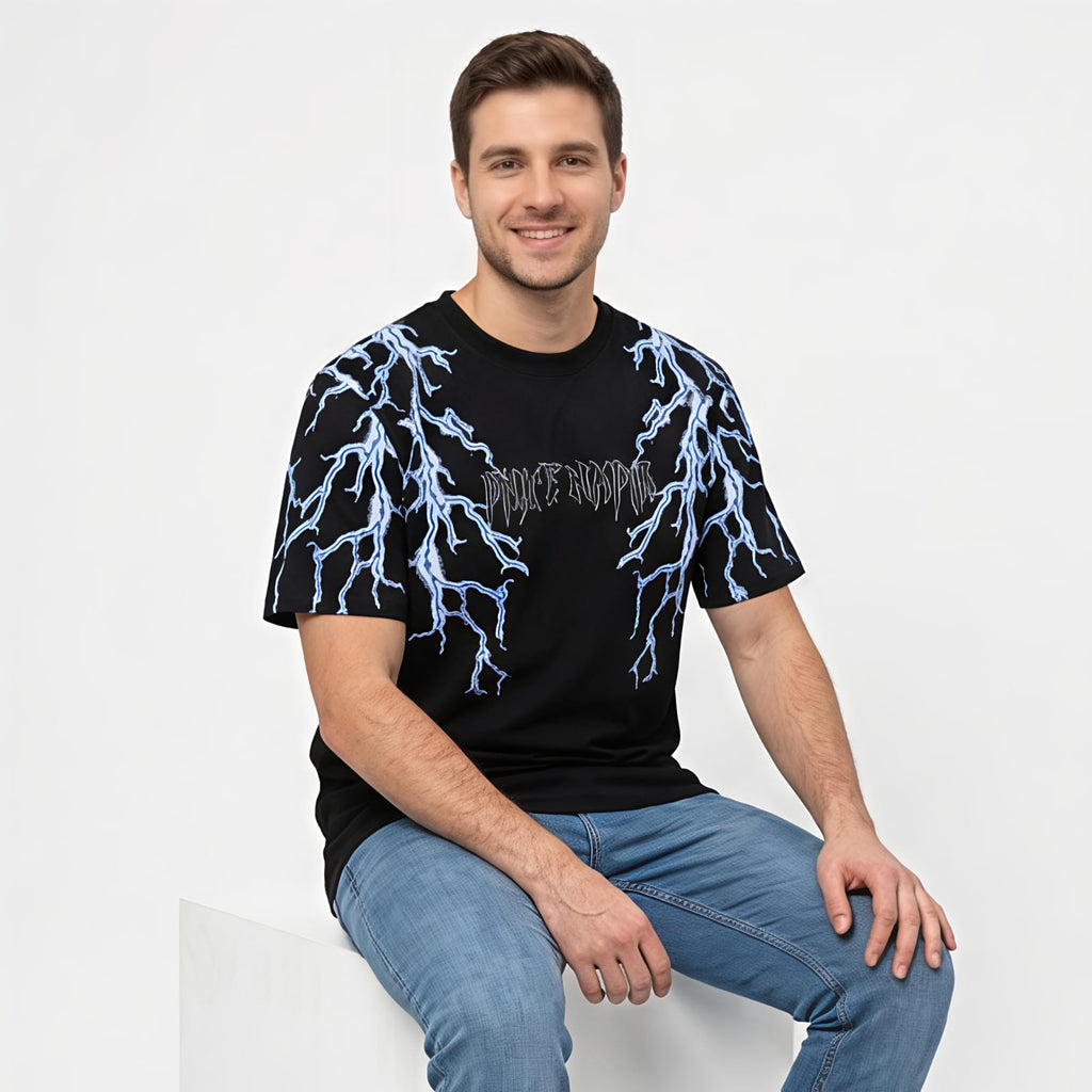 Men's Thunder Strike Graphic Oversized T-Shirt-3