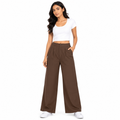 Women's Rust High-Waist Pleated Wide Leg Casual Trousers-1