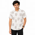 Men's Off White Printed Casual Half Sleeve Shirt-3