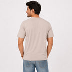Men's Minimalist Beige Drop-Shoulder Oversized Casual T-Shirt-2