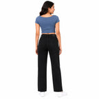 Women's High-Rise Black Straight Fit Jeans | Solid Full Length Denim Pants for Everyday Casual Wear-3