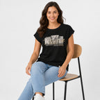 Women's Black Graphic Printed Casual T-Shirt | Soft Everyday Cotton Tee-3