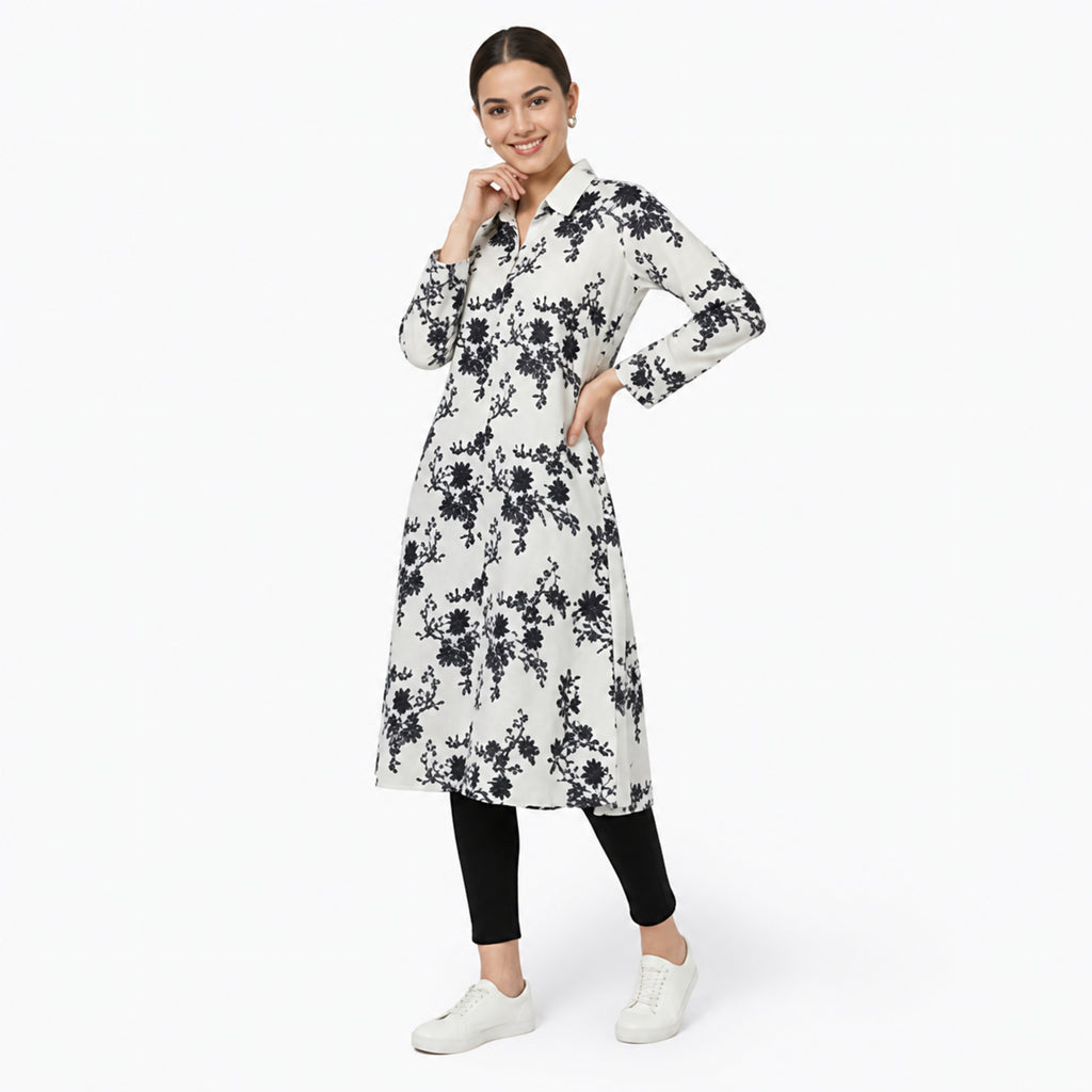 Ivory Noir Floral Long Co-Ord Set-2